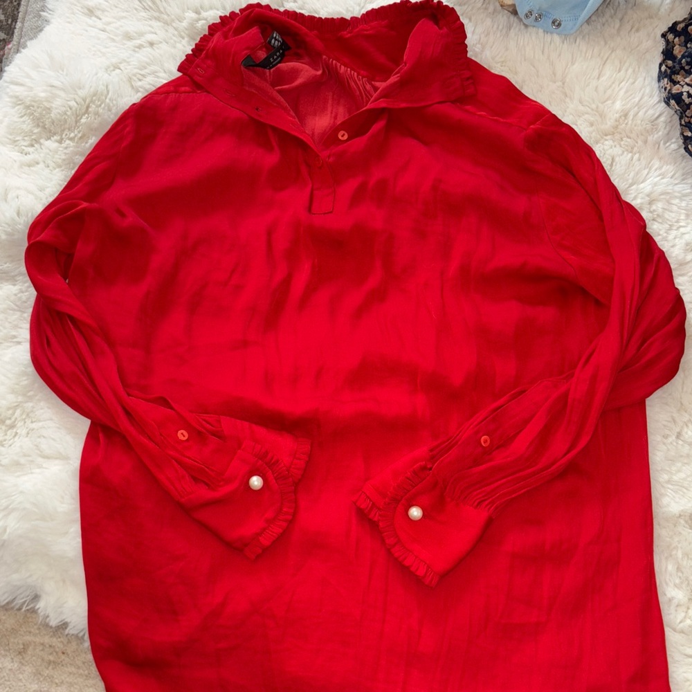 Zara Red Long Sleeve Blouse